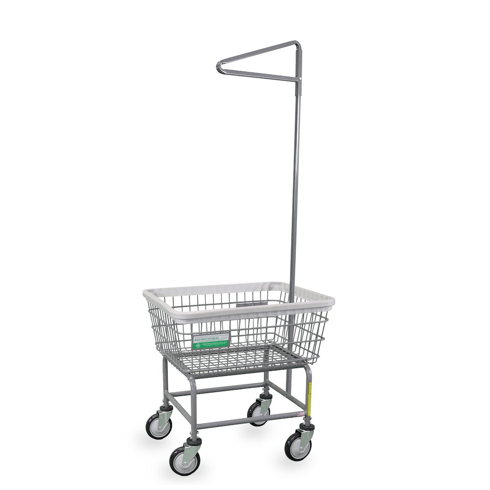 Antimicrobial Wire Utility Cart with Single Pole Rack, 2.5 Bushel. Picture 1