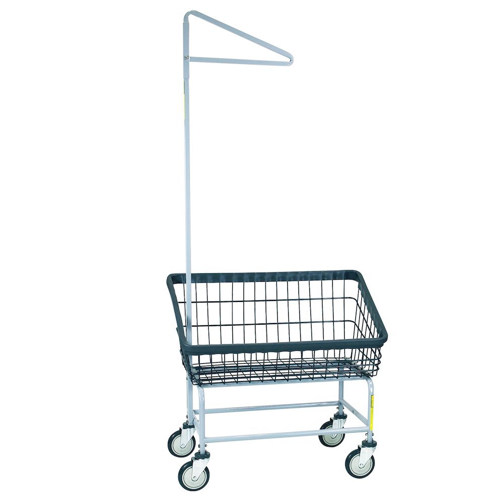 Dura-Seven Large Front Load Wire Laundry Cart w/ Single Pole Rack. Picture 1