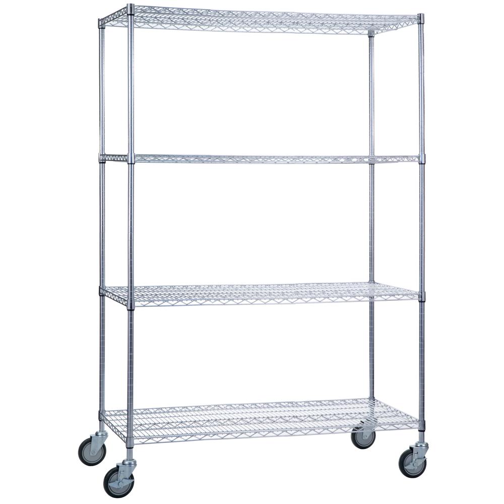 Heavy Duty Chrome Linen Cart, 24x48x72. Picture 1