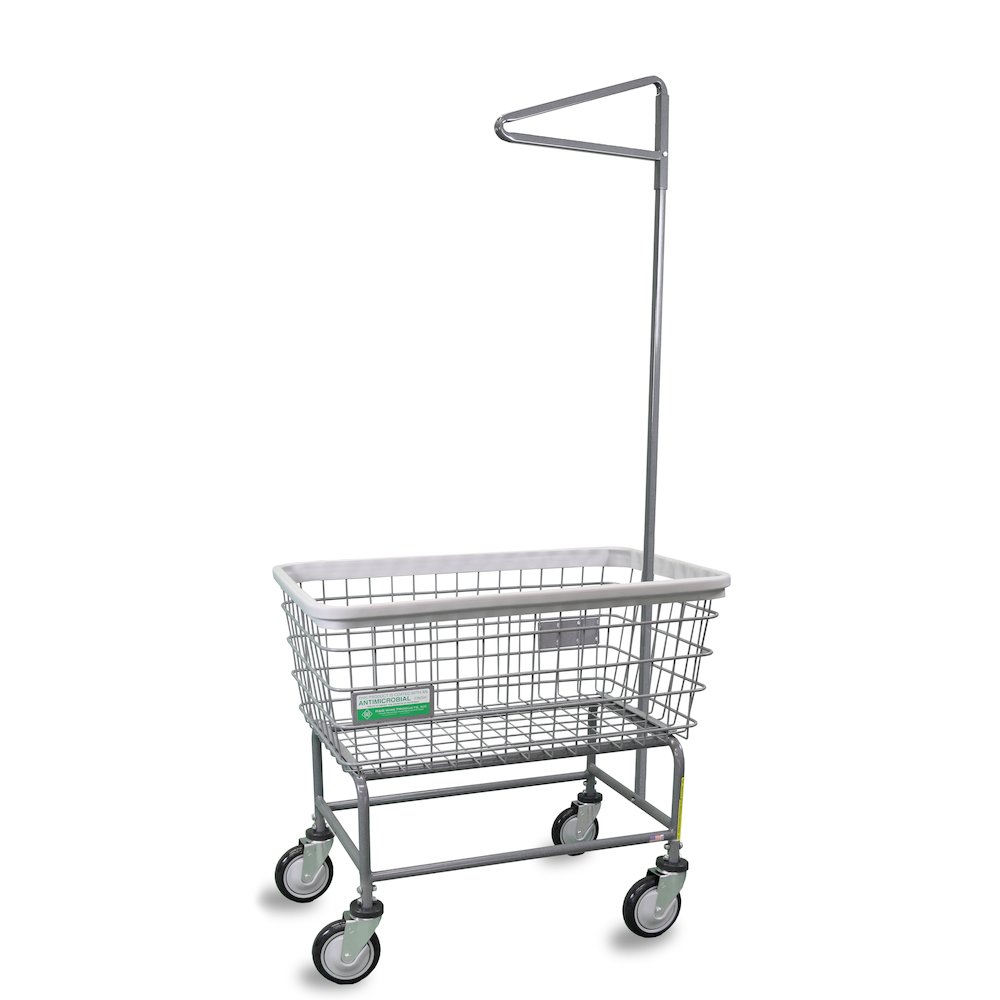 Antimicrobial Wire Utility Cart with Single Pole Rack, 4.5 Bushel. Picture 1