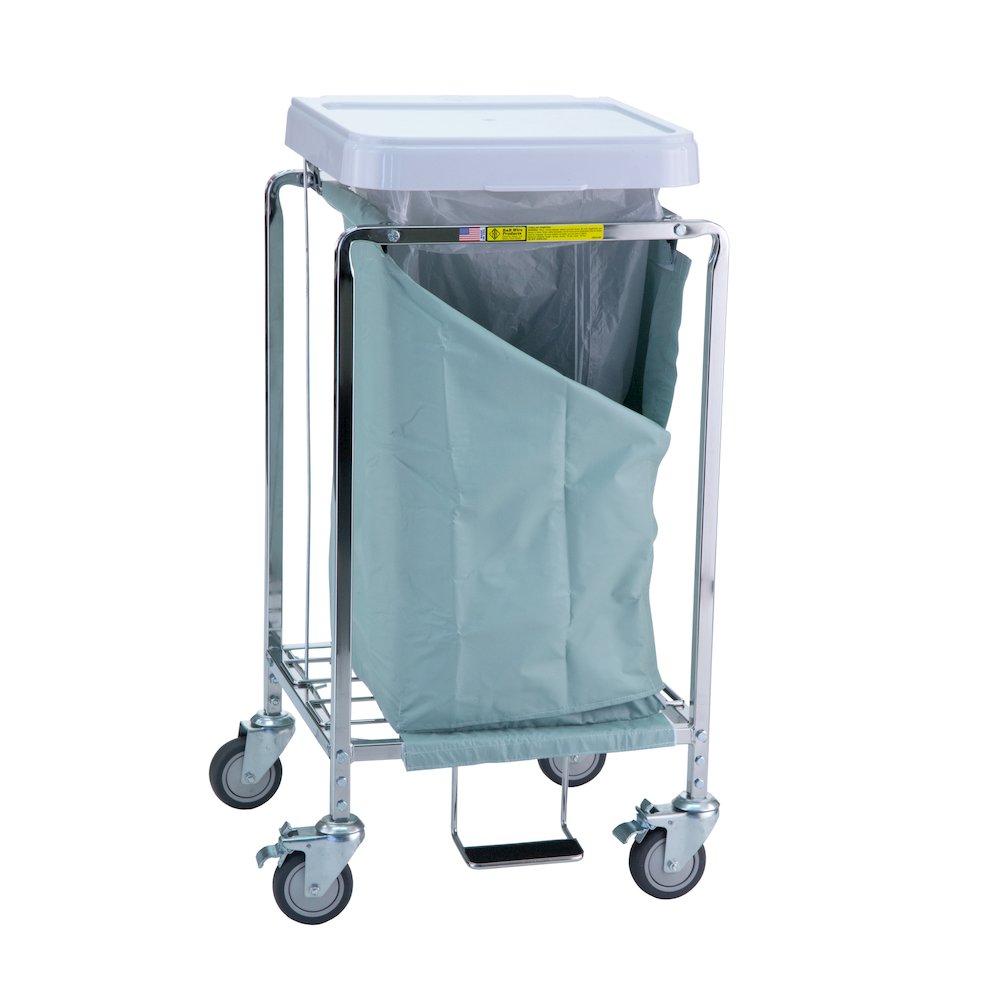 Single "Easy Access" Hamper w/ Foot Pedal, White Bag. Picture 1