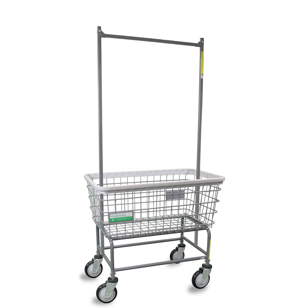 Antimicrobial Wire Utility Cart with Double Pole Rack, 4.5 Bushel. Picture 1