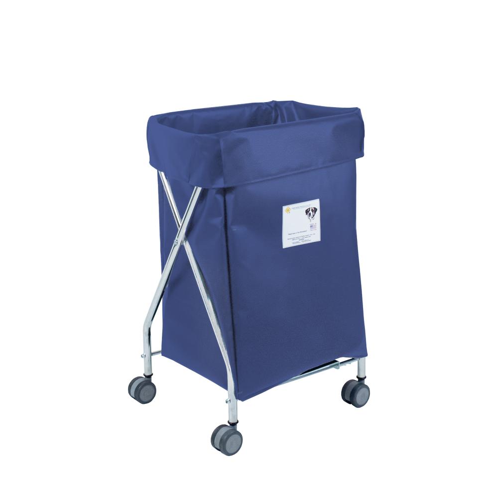 Wide Collapsible Hamper with Navy Vinyl Bag, 6 Bushel Capacity. Picture 1