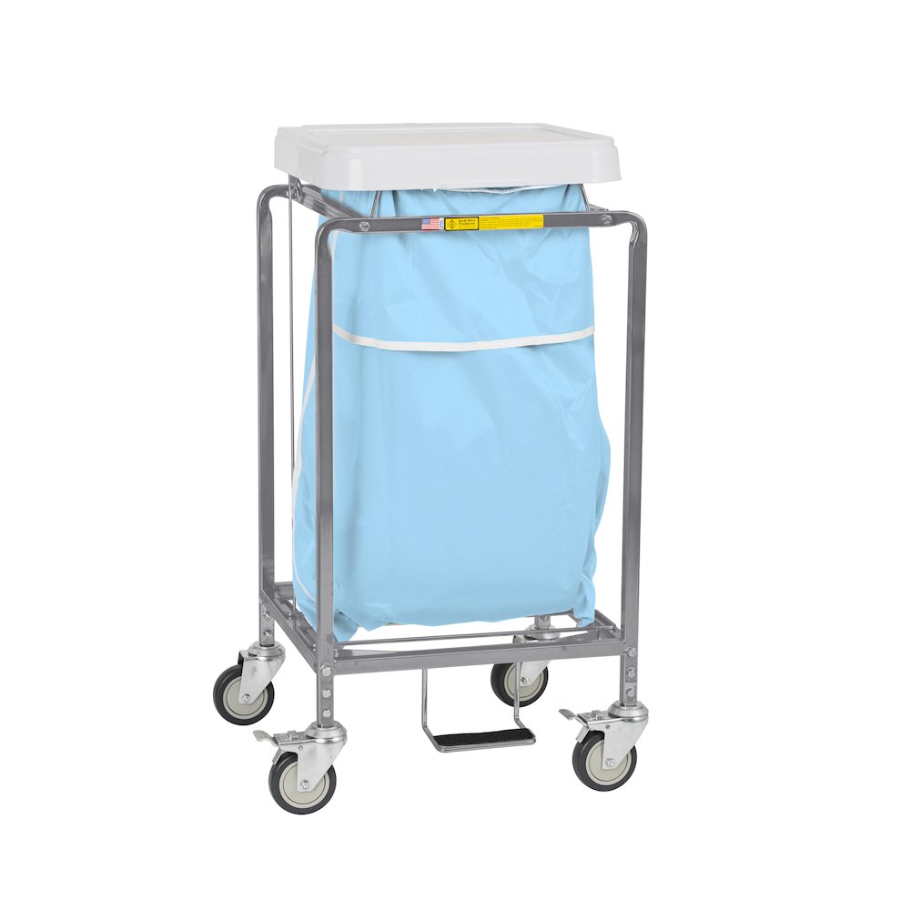 Single "Leakproof" Hamper w/ Foot Pedal, Blue Bag. Picture 1