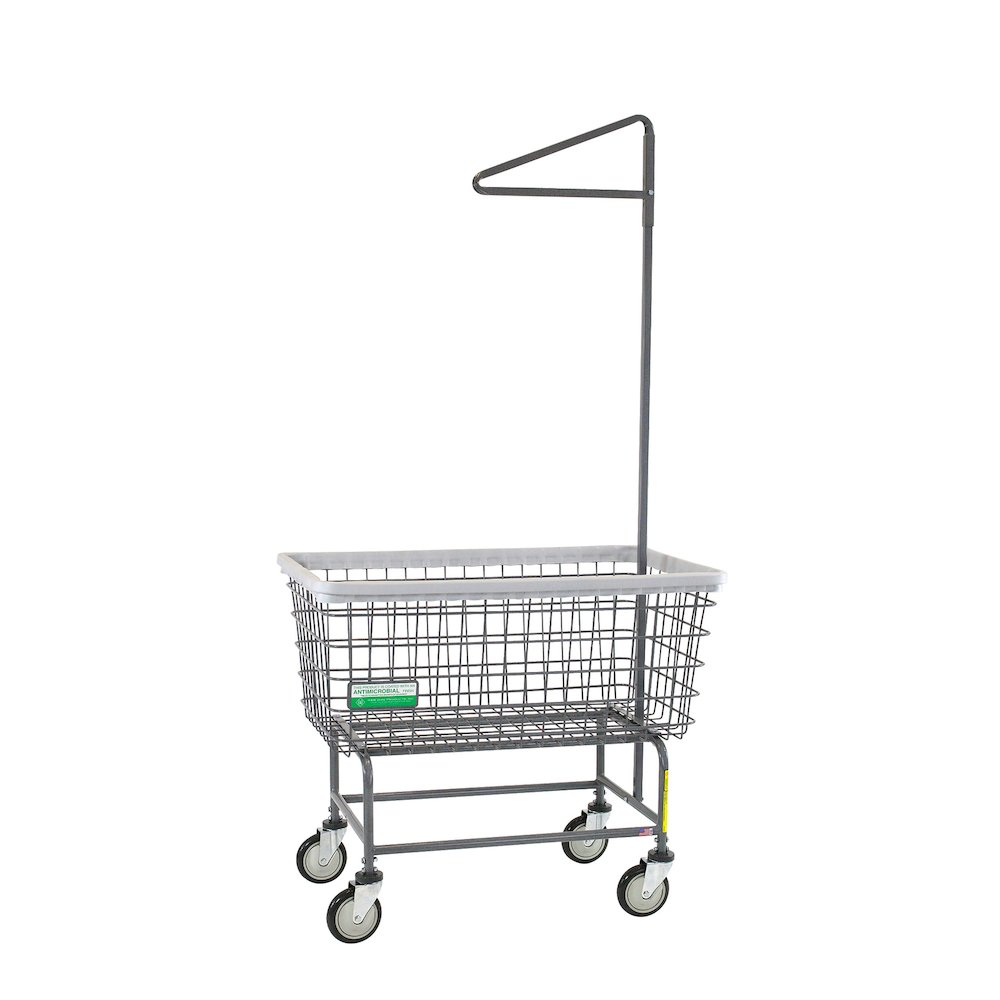 Antimicrobial Wire Utility Cart with Single Pole Rack, 6 Bushel. Picture 1