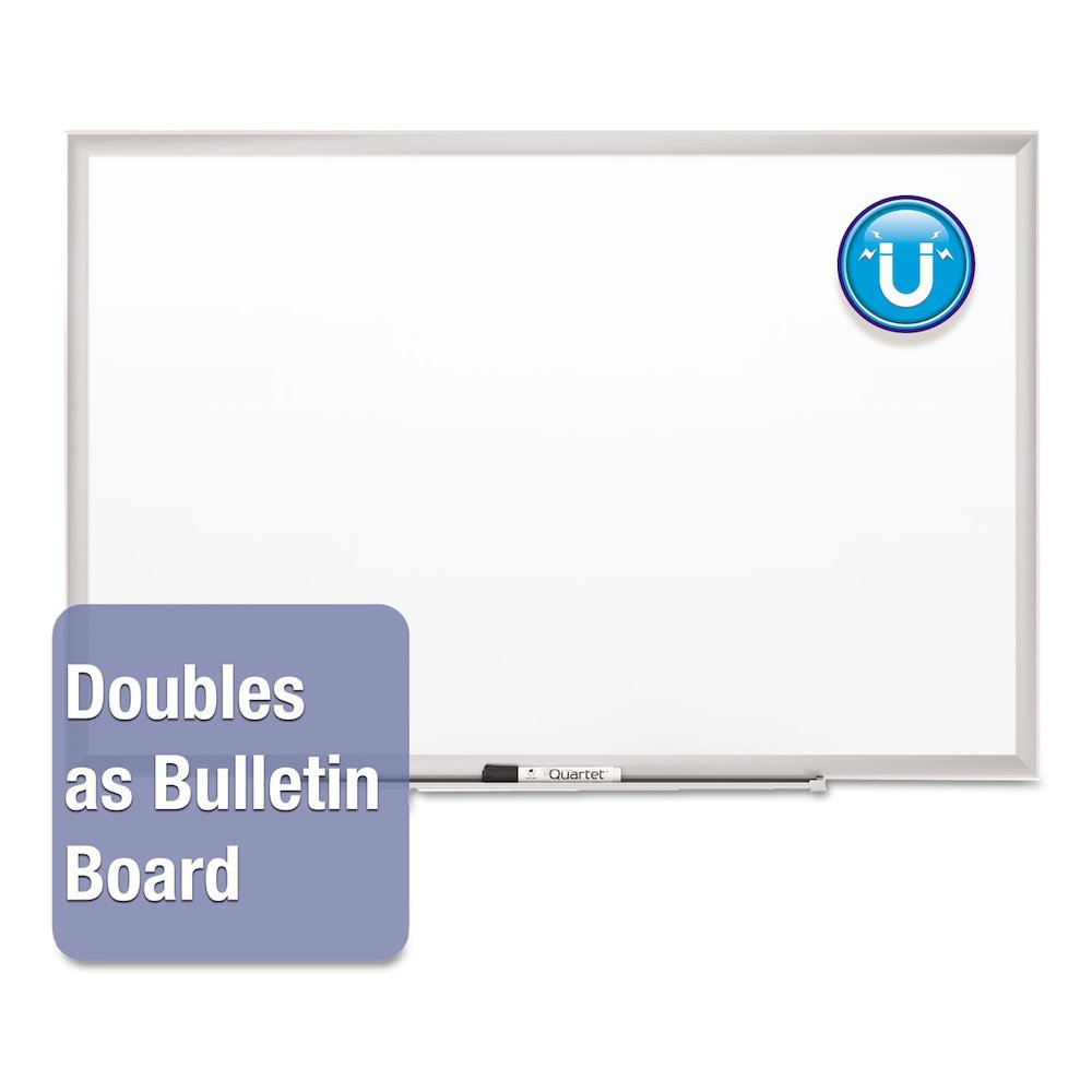 Quartet Classic Porcelain Whiteboard - 60" (5 ft) Width x 36" (3 ft) Height - White Porcelain Surface - Silver Aluminum Frame - Rectangle - Horizontal/Vertical - Magnetic - 1 Each - TAA Compliant. Picture 8