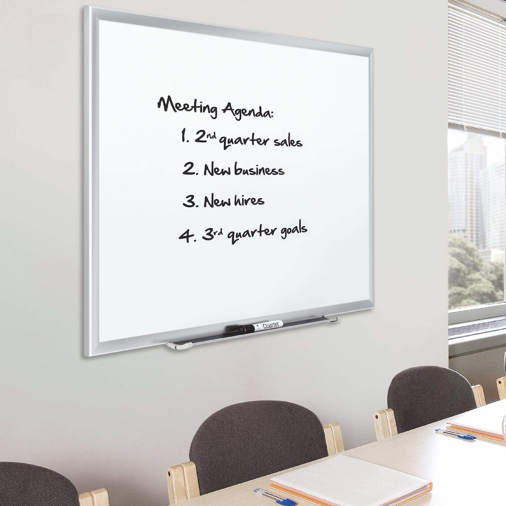 Quartet Classic Porcelain Whiteboard - 60" (5 ft) Width x 36" (3 ft) Height - White Porcelain Surface - Silver Aluminum Frame - Rectangle - Horizontal/Vertical - Magnetic - 1 Each - TAA Compliant. Picture 2