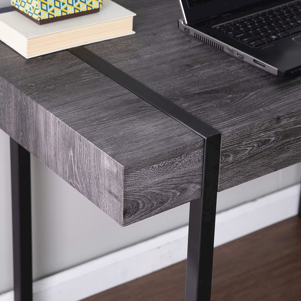 Harkriven Small Space Desk - Transitional Design, Black Iron and Wood. Picture 4