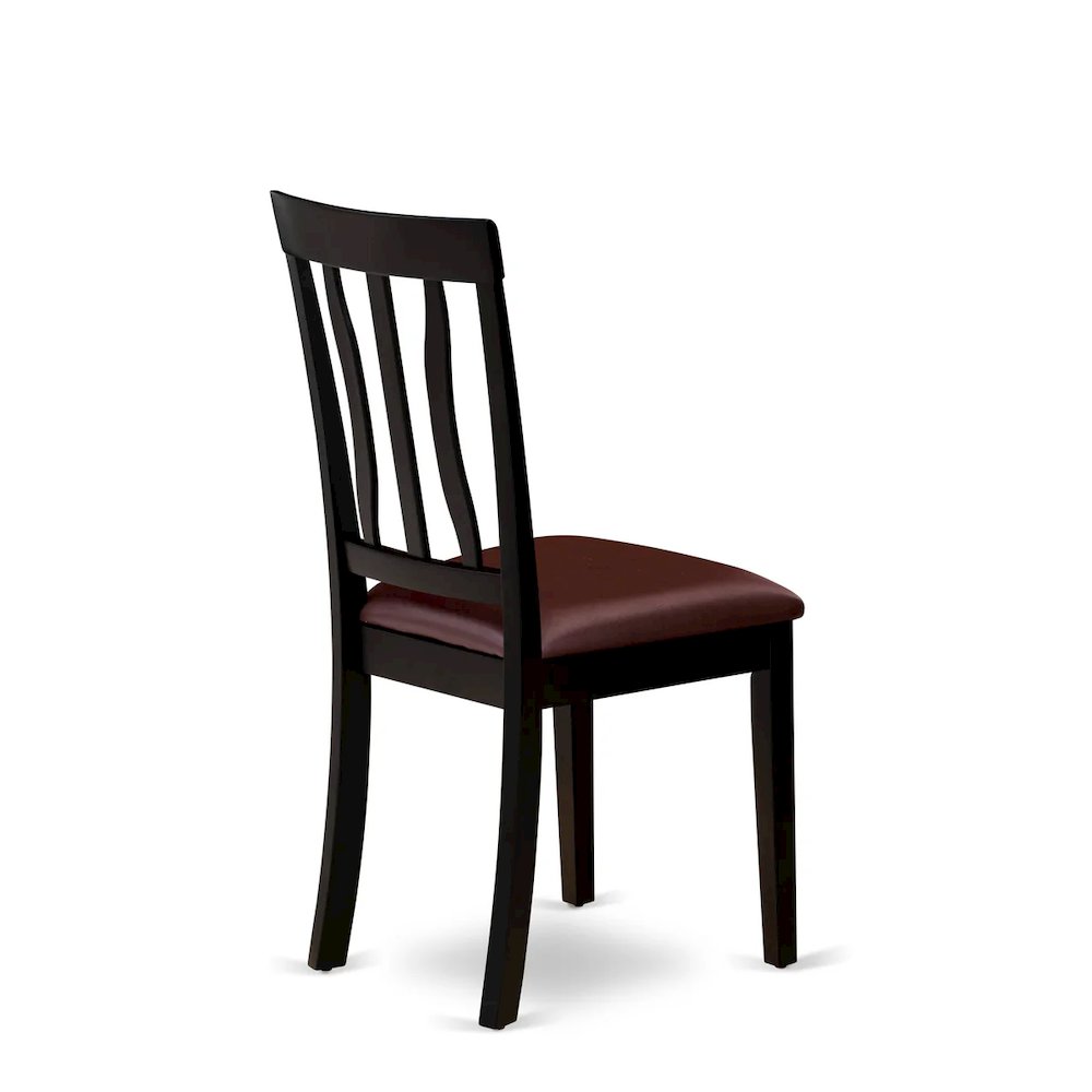 Antique Dining Room Chairs - Faux Leather Upholstered Wooden Chairs, Set of 2. Picture 4