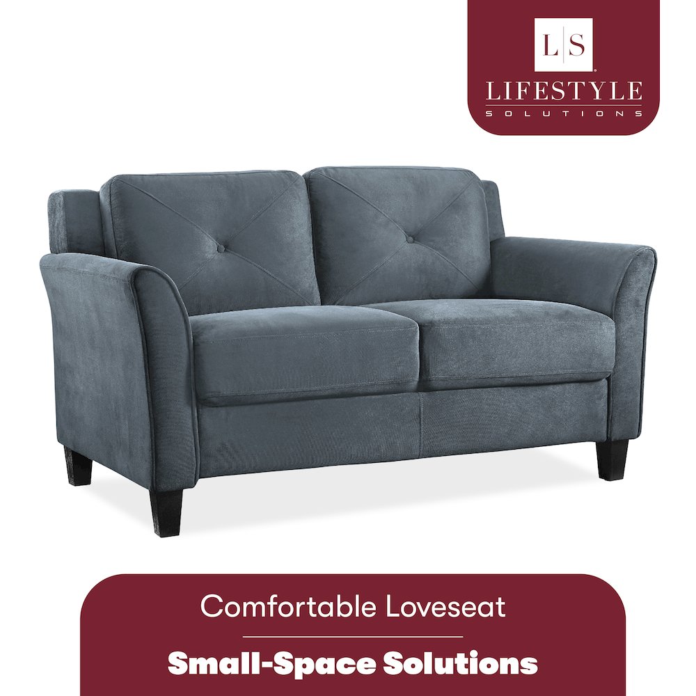 Hartford Loveseat Rolled Arms Dark Grey. Picture 5