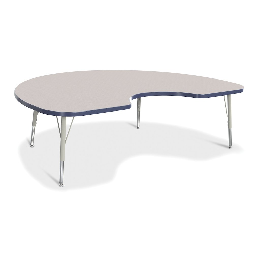 Jonti-Craft Berries Elementary Height Color Edge Kidney Table - Laminated Kidney-shaped, Navy Top - Four Leg Base - 4 Legs - Adjustable Height - 15" to 24" Adjustment - 72" Table Top Length x 48" Tabl. Picture 1