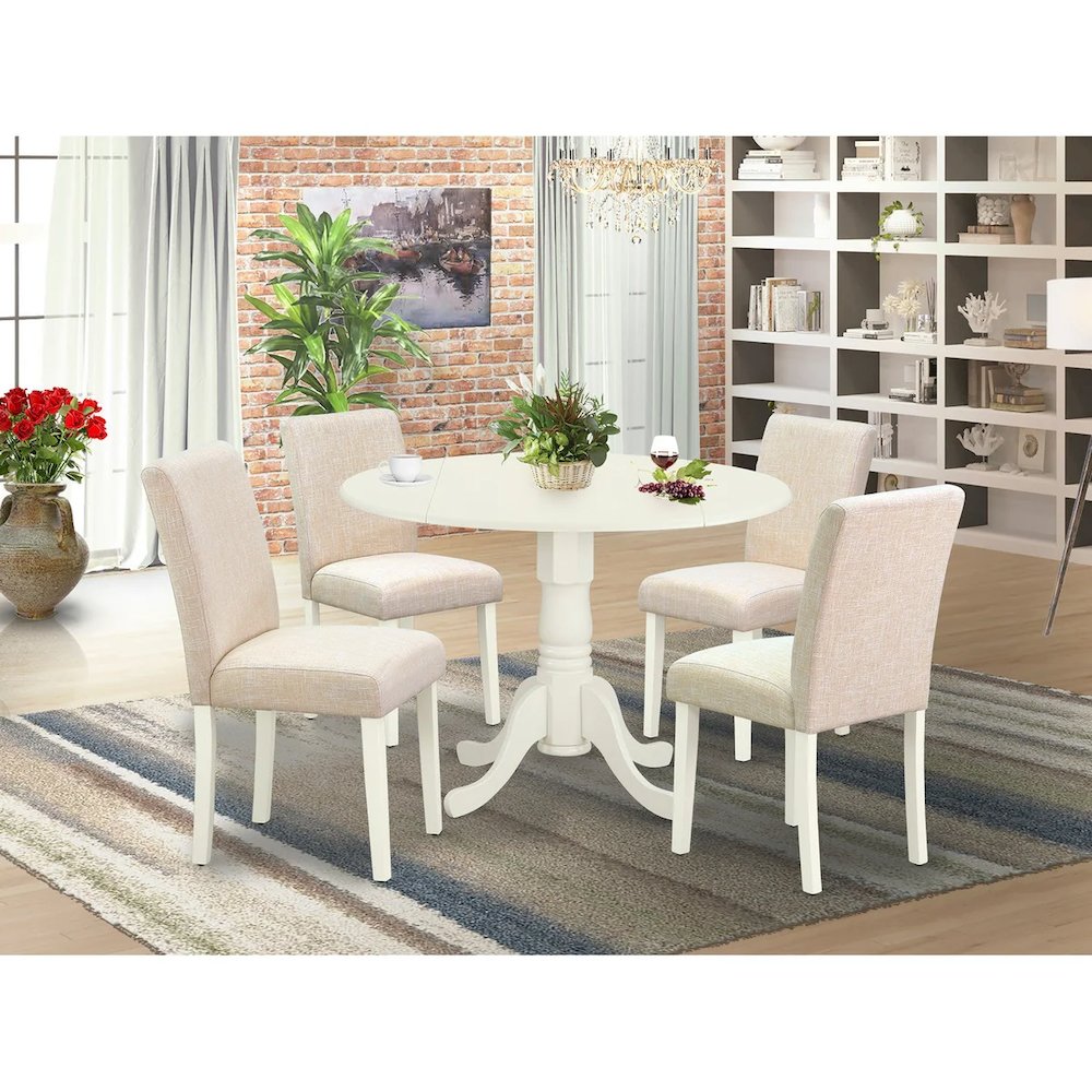 Dining Room Set Linen White, DLAB5-LWH-02. Picture 12