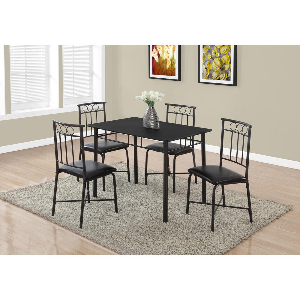 Dining Table Set, 5pcs Set, Small, 40 Rectangular, Kitchen, Black Metal. Picture 2