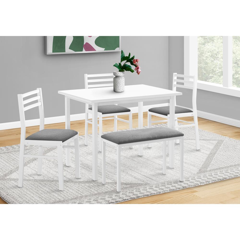 Dining Set, 5pcs Set, 40 Rectangular, Kitchen, Small, White Metal And Laminate. Picture 2