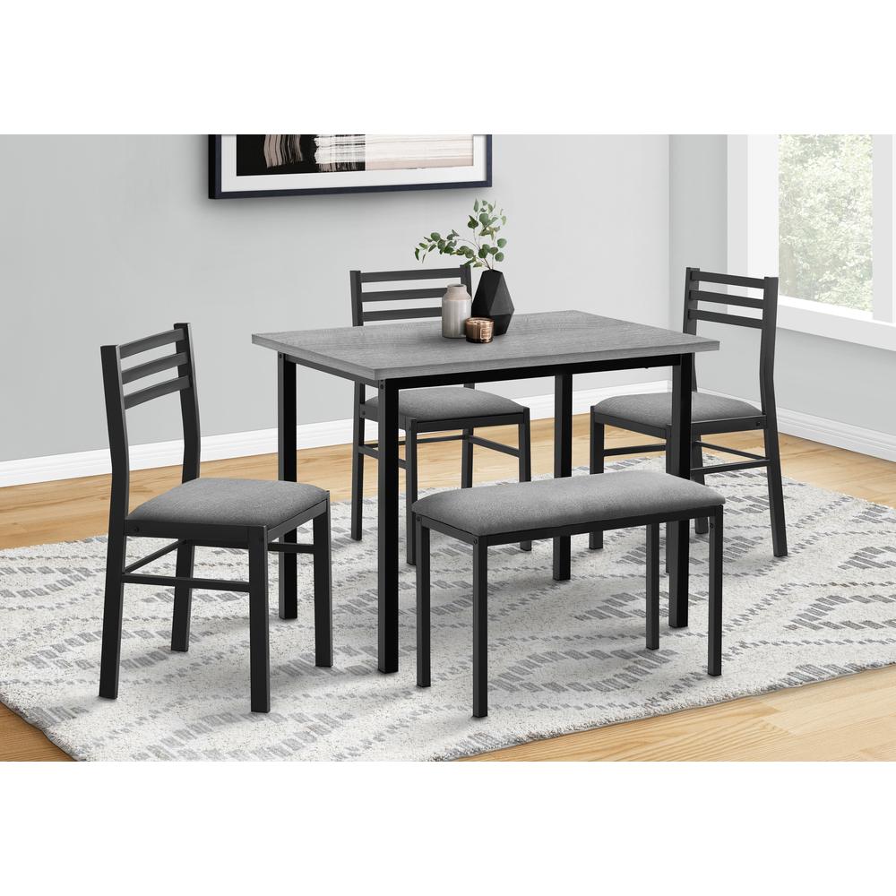 Dining Set, 5pcs Set, 40 Rectangular, Kitchen, Small, Black Metal. Picture 2