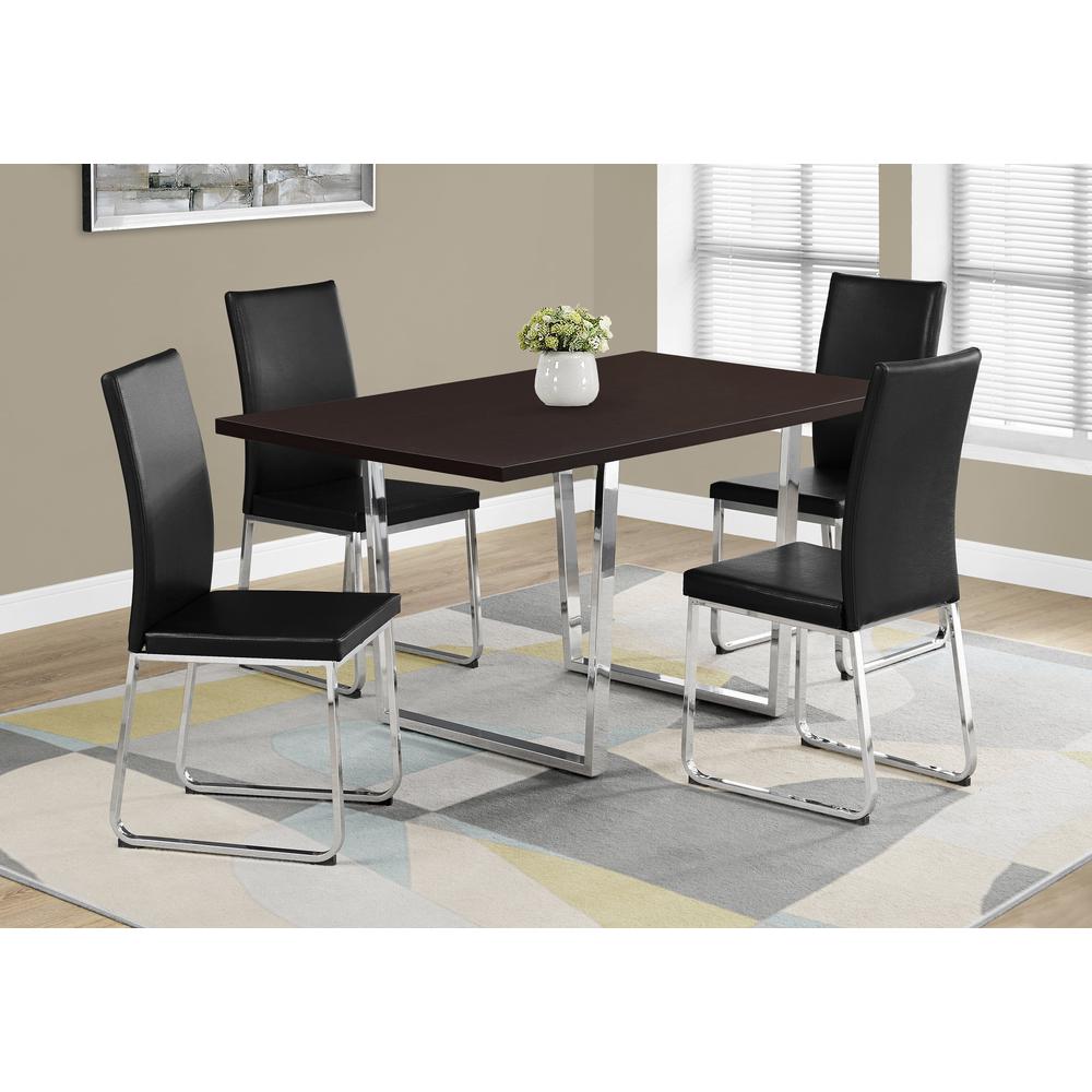 Dining Table, 60 Rectangular, Kitchen, Dining Room, Brown Laminate, Chrome. Picture 2