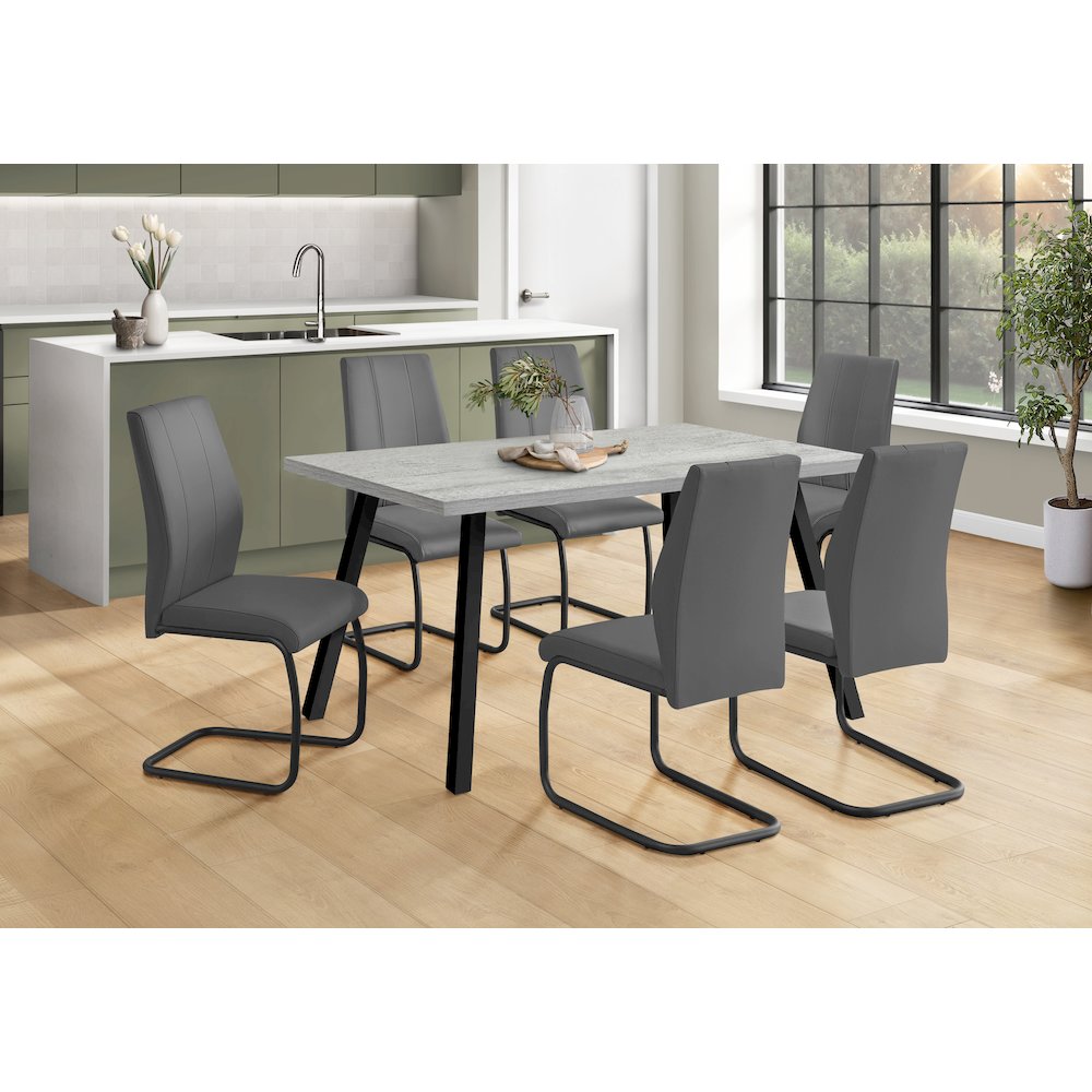 Dining Table, 60 Rectangular, Kitchen, Dining Room, Grey Laminate, Black. Picture 6