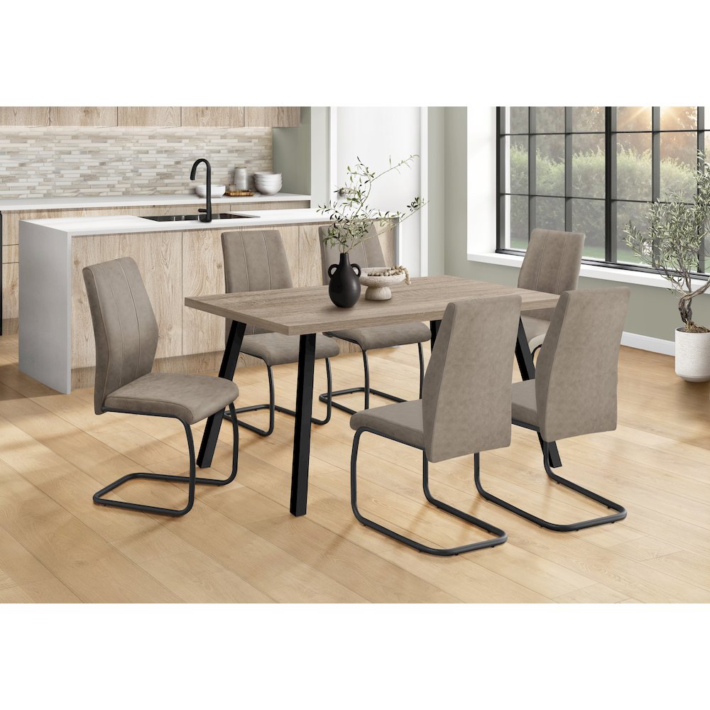 Dining Table, 60 Rectangular, Kitchen, Dining Room, Brown Laminate, Black. Picture 2