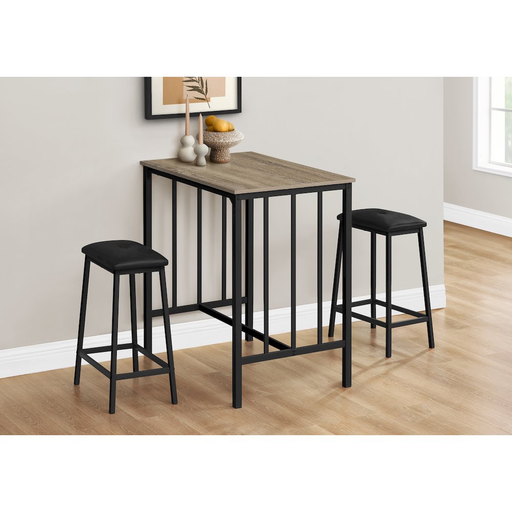Contemporary Dining Set in Dark Taupe,Black color. Picture 2