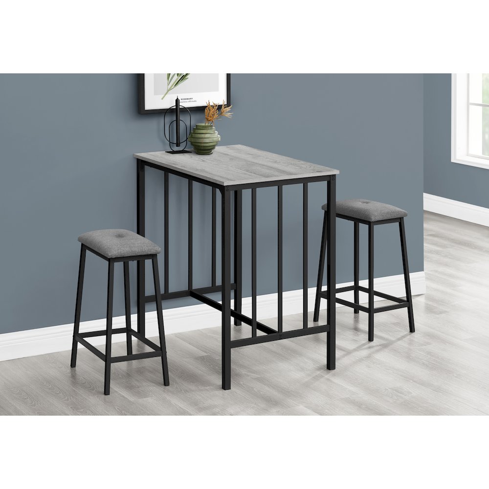 Contemporary Dining Set in Grey,Black color. Picture 2