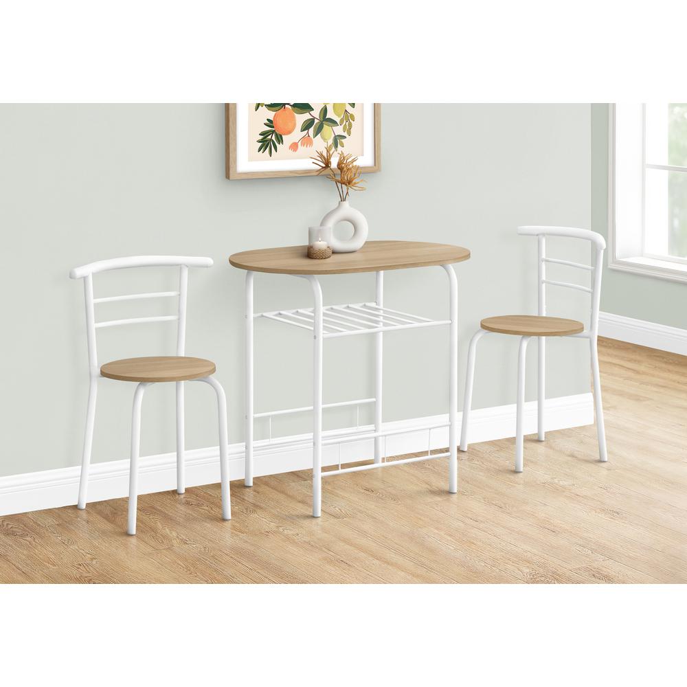 Dining Table Set, 3pcs Set, Small, 32 L, Kitchen, Natural Laminate, White. Picture 5