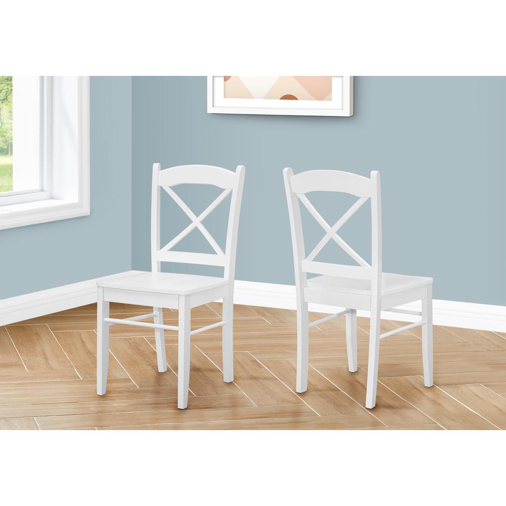 Dining Chair, Set Of 2, Side, Kitchen, Dining Room, White, Wood Legs. Picture 10