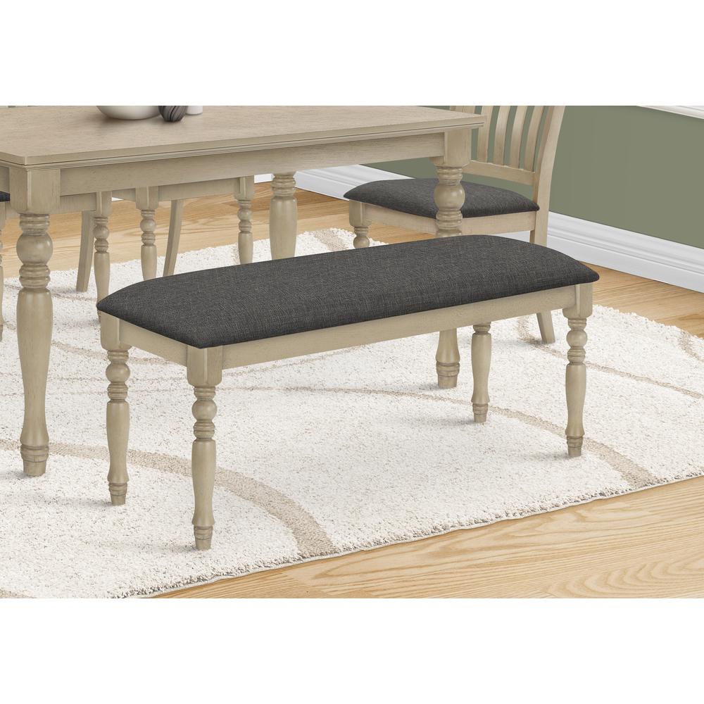 Bench, 48 Rectangular, Upholstered, Wood, Entryway, Dining Room, Kitchen. Picture 8