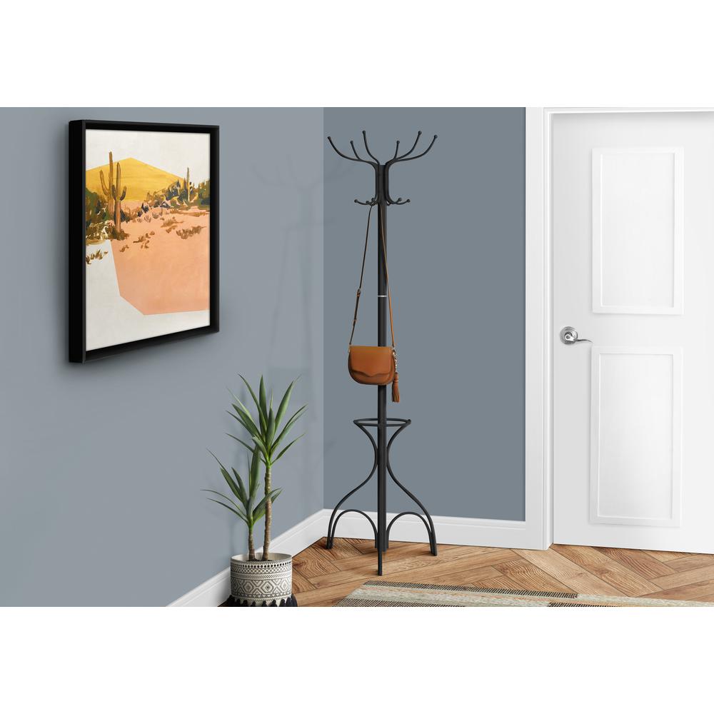 Coat Rack, Hall Tree, Free Standing, 12 Hooks, Entryway, 70H, Umbrella Holder. Picture 2