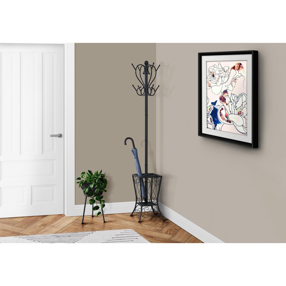 Coat Rack, Hall Tree, Free Standing, 8 Hooks, Entryway, 71H, Umbrella Holder. Picture 2