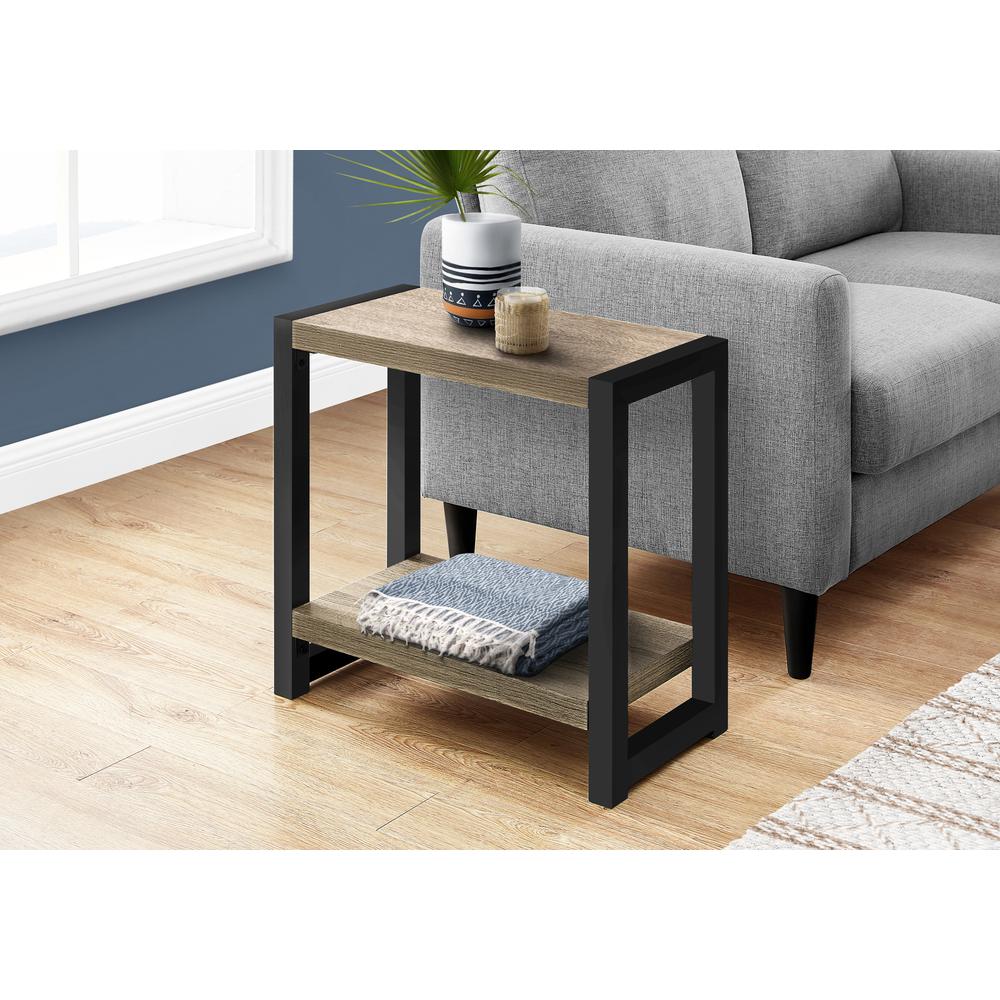 Accent Table, Side, End, Narrow, Small, 2 Tier, Living Room, Bedroom, Brown. Picture 8
