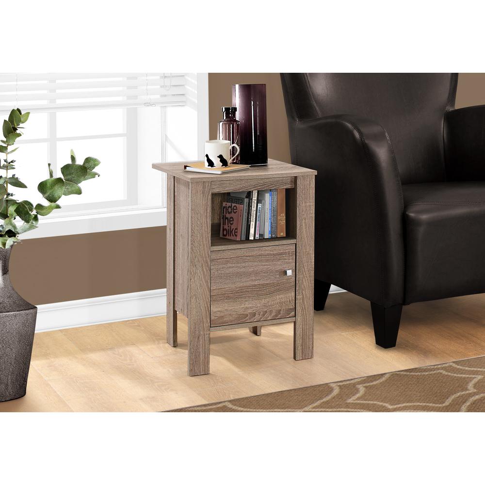 Accent Table, Side, End, Nightstand, Lamp, Storage, Living Room, Bedroom, Brown. Picture 2