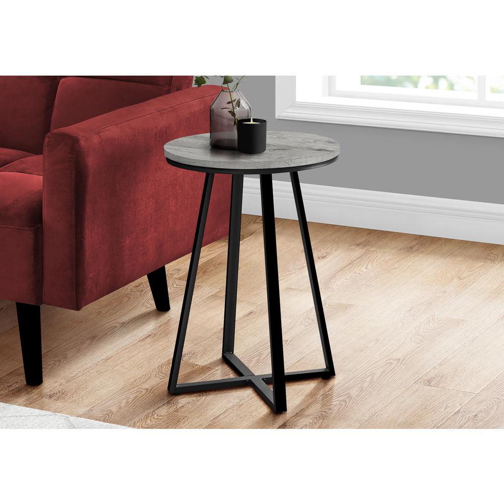 Accent Table, Side, Round, End, Nightstand, Lamp, Living Room, Bedroom, Grey. Picture 8