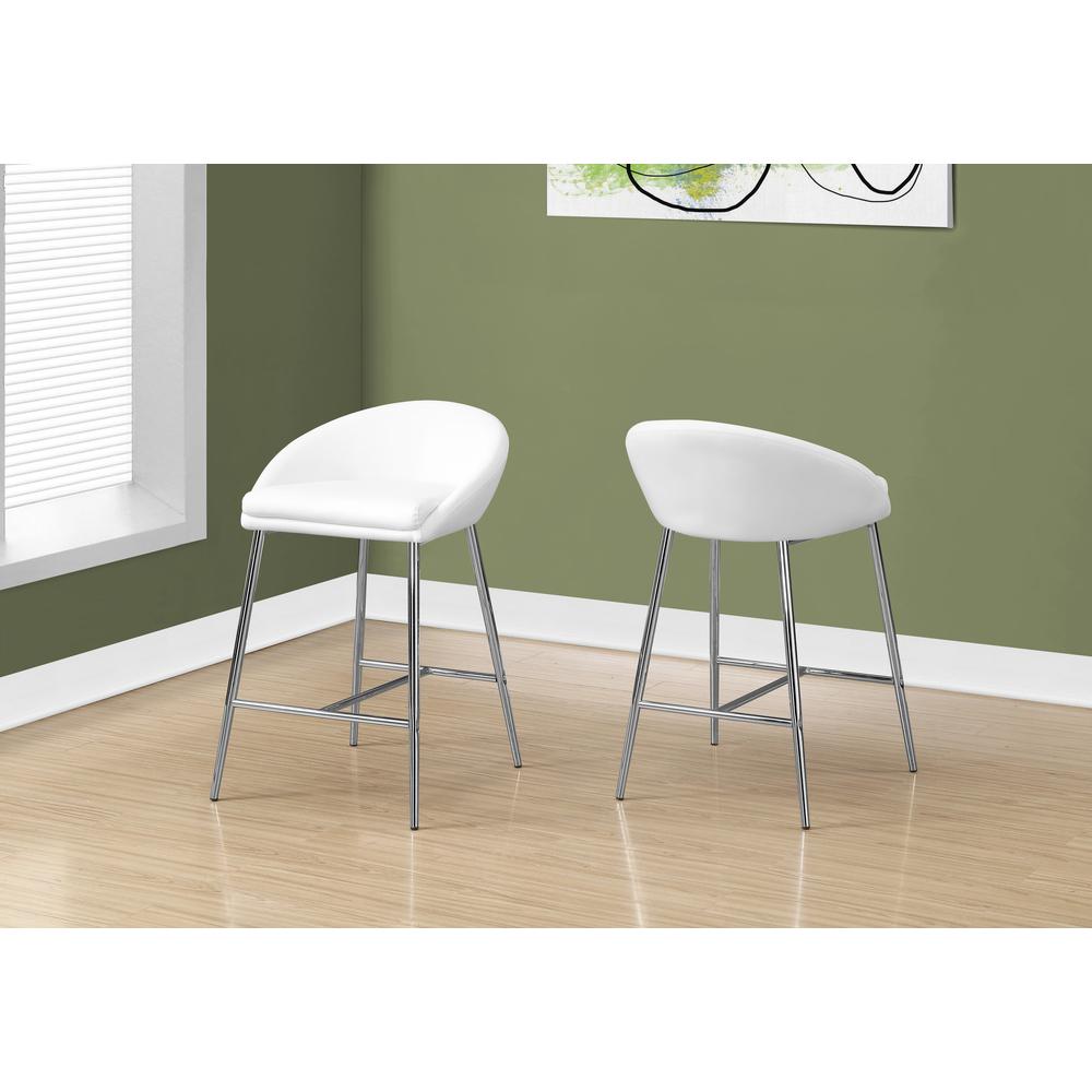 Bar Stool, Set Of 2, Counter Height, Kitchen, Chrome. Picture 2