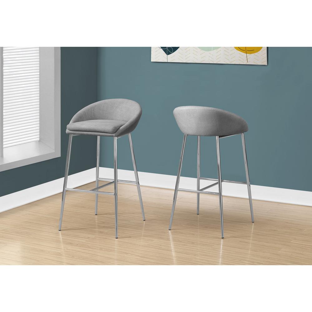 Bar Stool, Set Of 2, Bar Height, Chrome. Picture 2