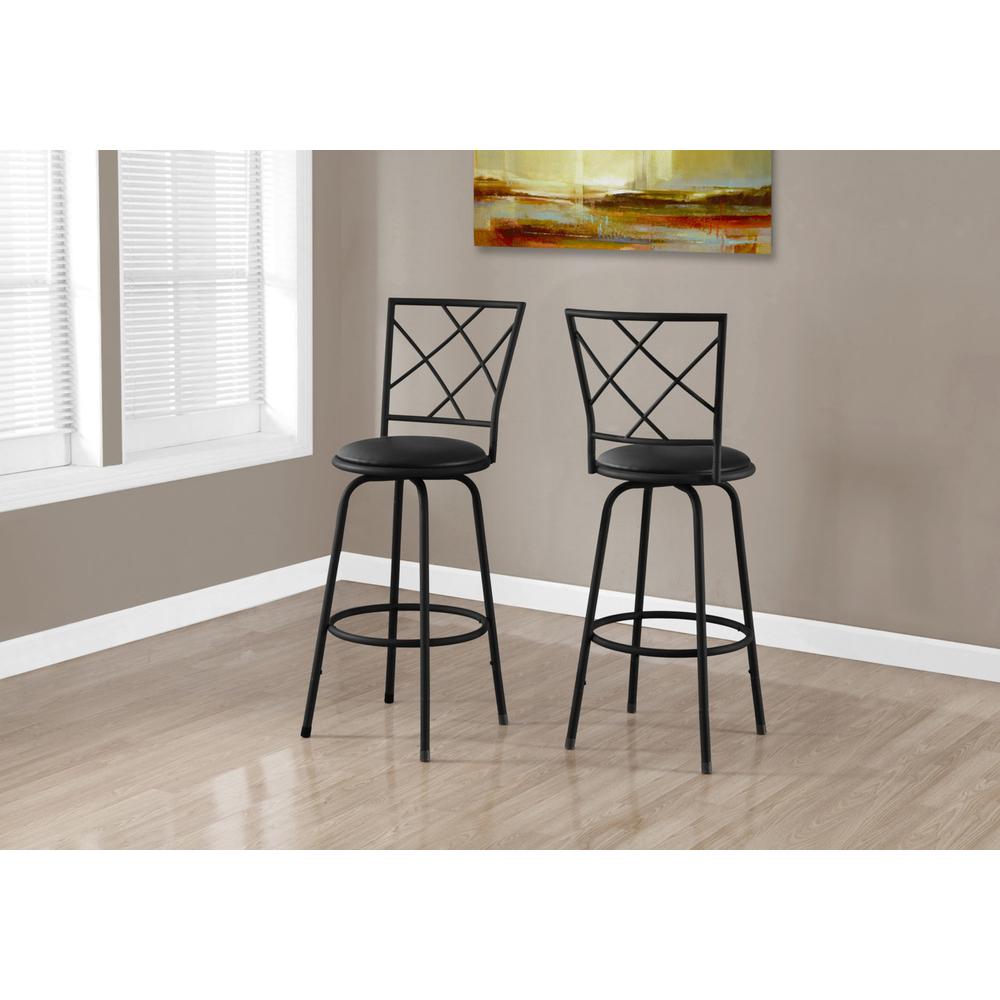 Bar Stool, Set Of 2, Swivel, Bar Height, Black. Picture 2