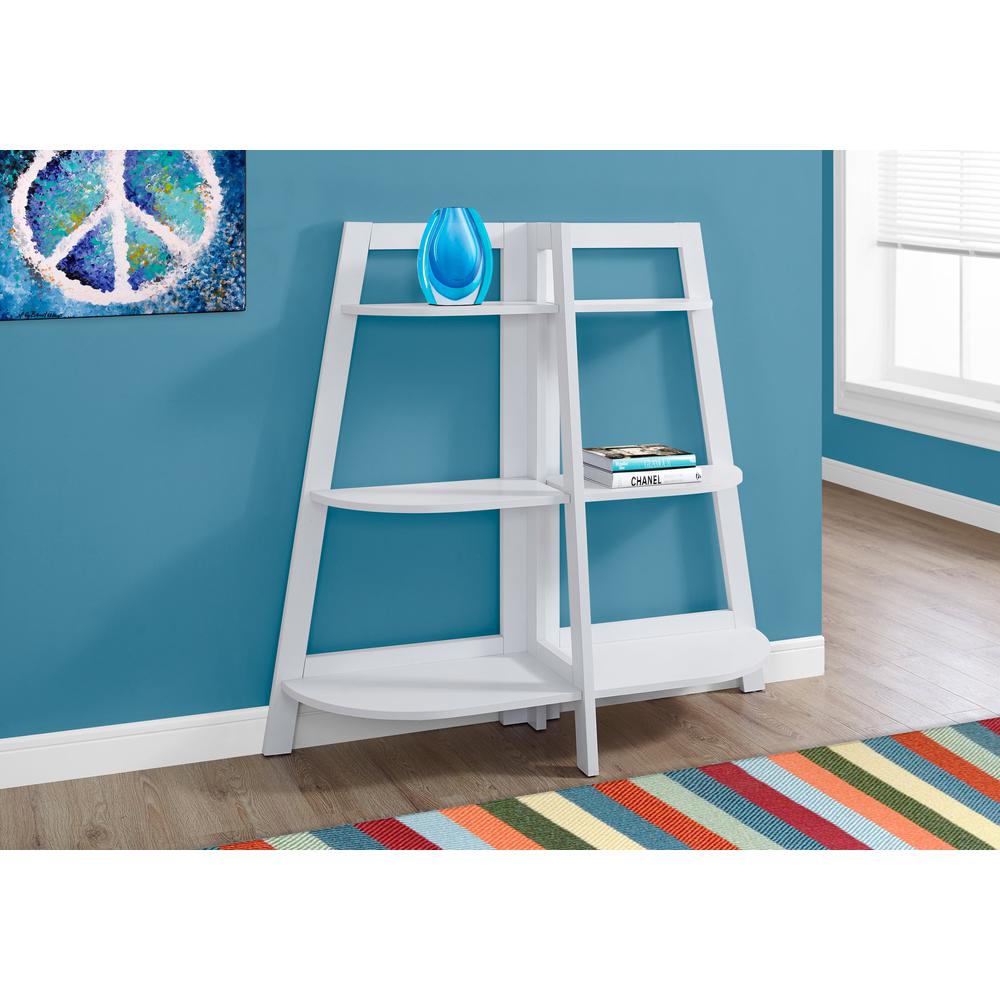 Bookshelf, Bookcase, Etagere, 3 Tier, 48H, Office, Bedroom, White Laminate. Picture 2