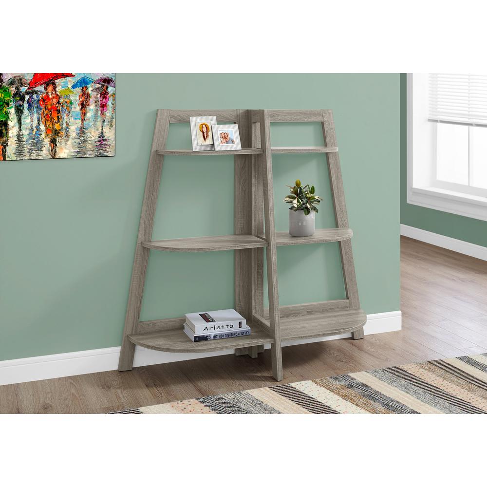 Bookshelf, Bookcase, Etagere, 3 Tier, 48H, Office, Bedroom, Brown Laminate. Picture 2