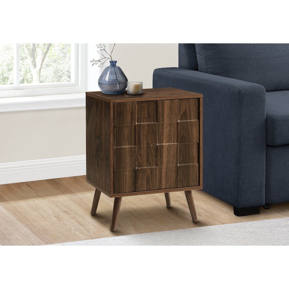 Accent Table, End, Side Table, Small, Storage, Lamp, Walnut Laminate, Modern. Picture 2