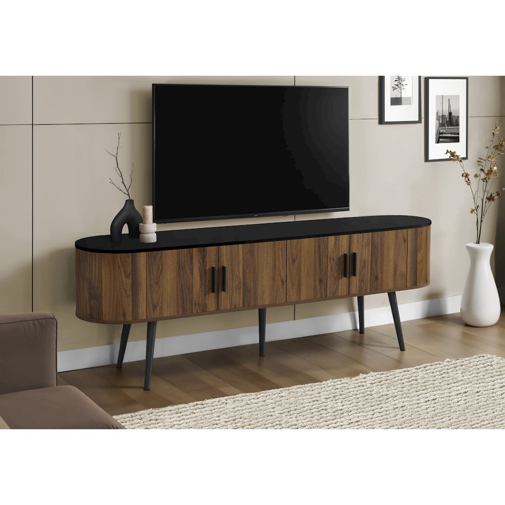 Contemporary Tv Stand in Black,Brown color. Picture 9