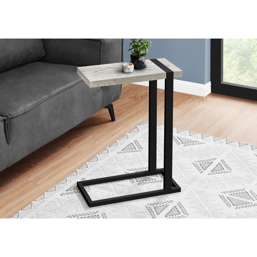 Accent Table, C-shaped, End, Side, Snack, Living Room, Bedroom, Grey Laminate. Picture 8