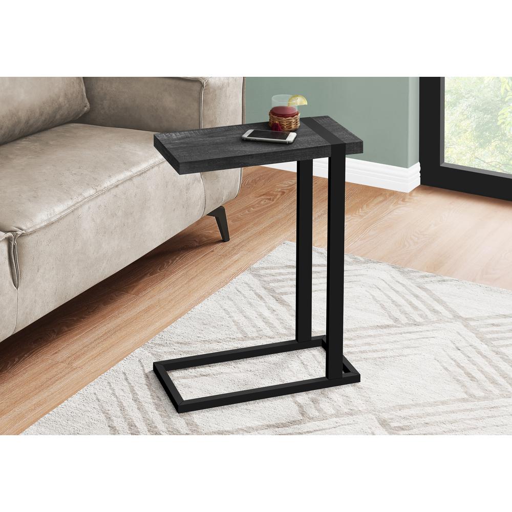 Accent Table, C-shaped, End, Side, Snack, Living Room, Bedroom, Black Laminate. Picture 8