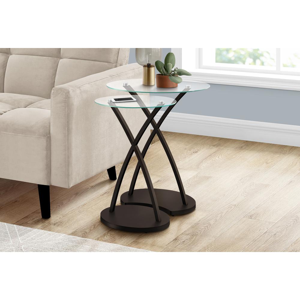 Nesting Table, Set Of 2, Side, End, Accent, Living Room, Bedroom, Clear Tempered. Picture 2