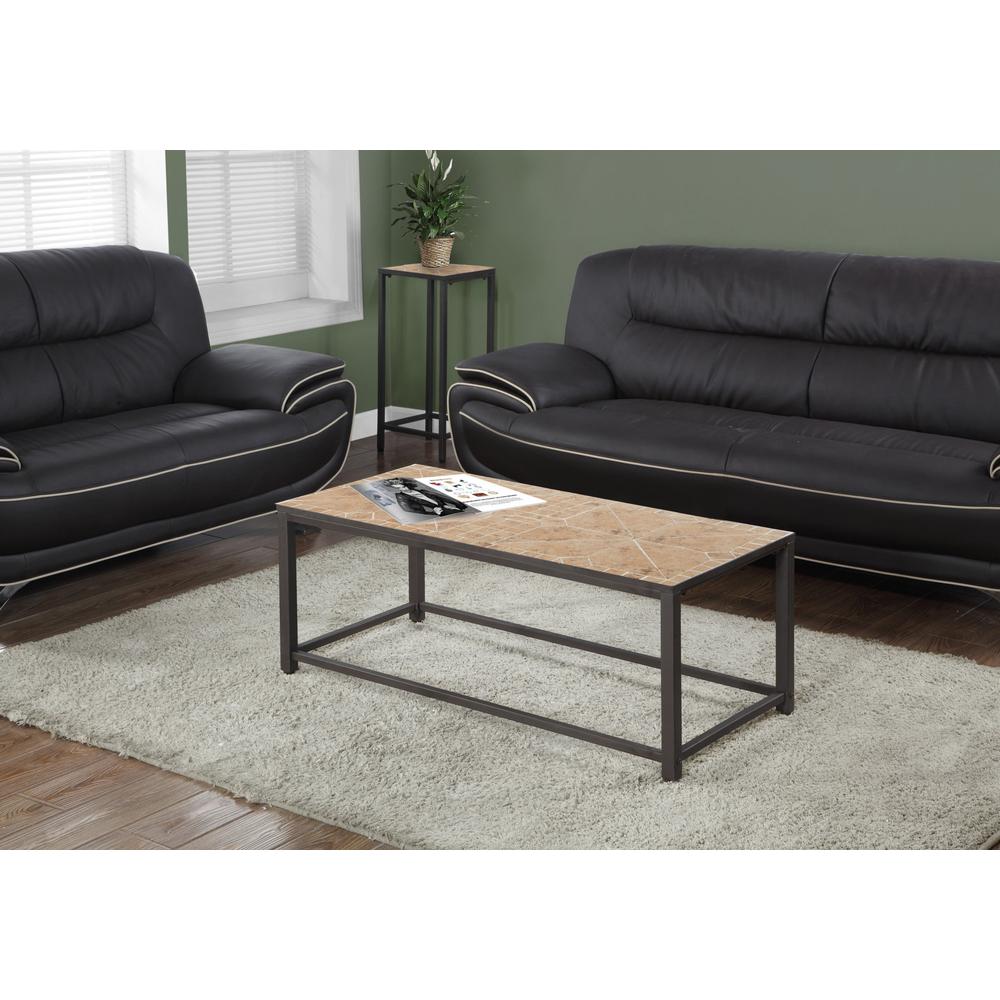 Coffee Table, Accent, Cocktail, Rectangular, Living Room, 42 L, Brown Tile. Picture 2
