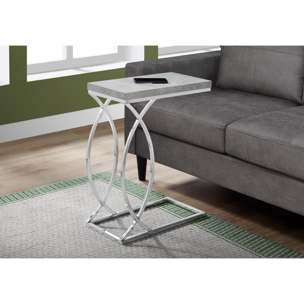 Accent Table, C-shaped, End, Side, Snack, Living Room, Bedroom, Grey Laminate. Picture 2
