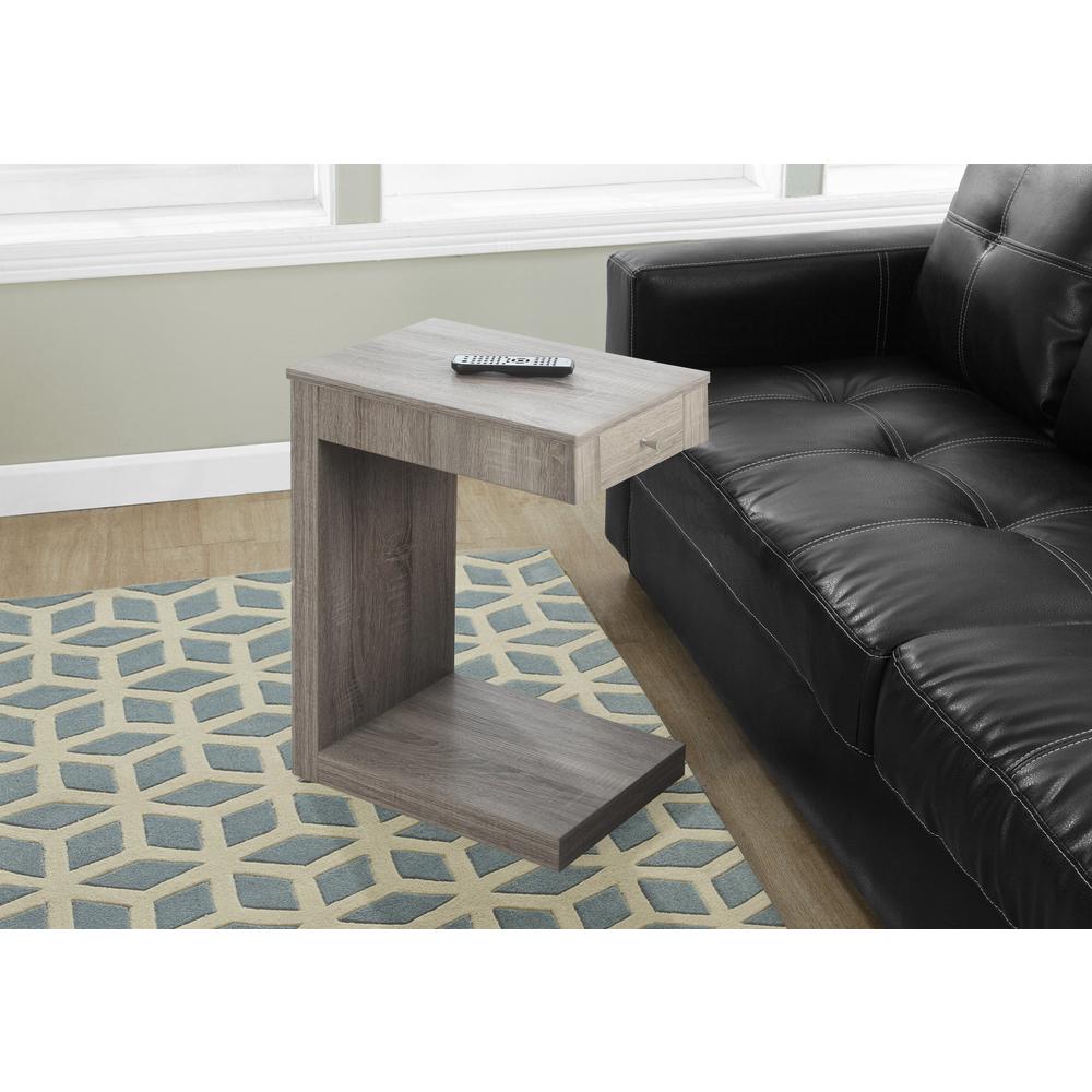 Accent Table, C-shaped, End, Side, Snack, Storage Drawer, Living Room, Bedroom. Picture 2