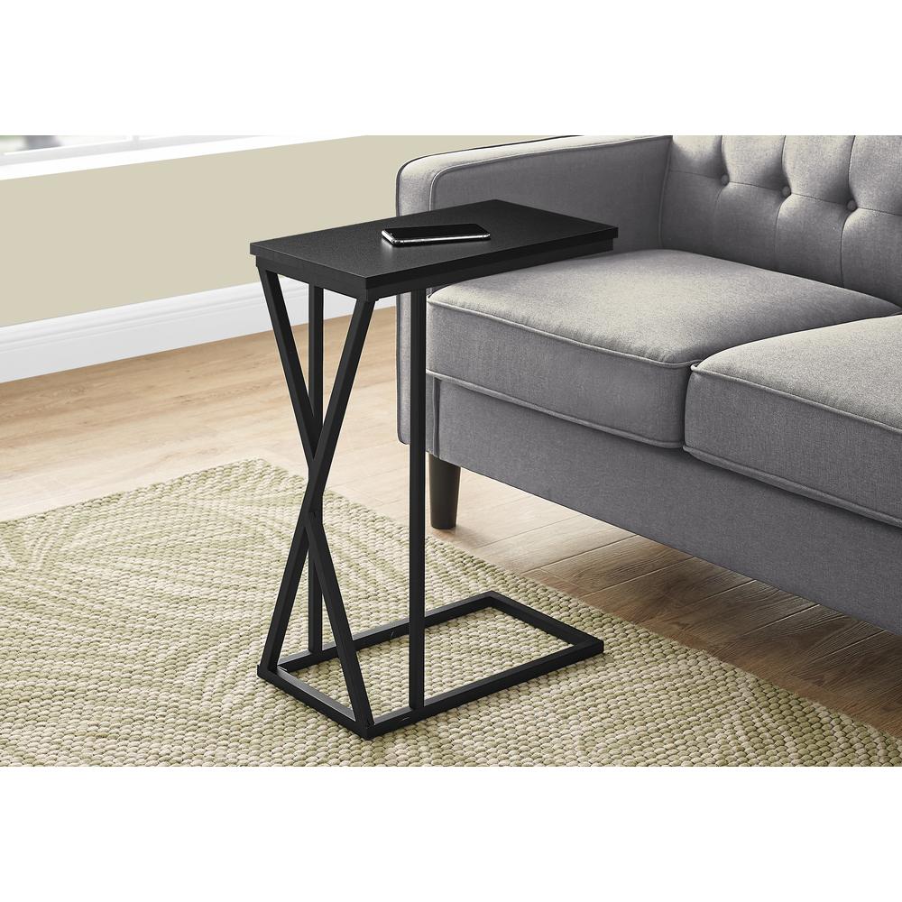 Accent Table, C-shaped, End, Side, Snack, Living Room, Bedroom, Black Laminate. Picture 8