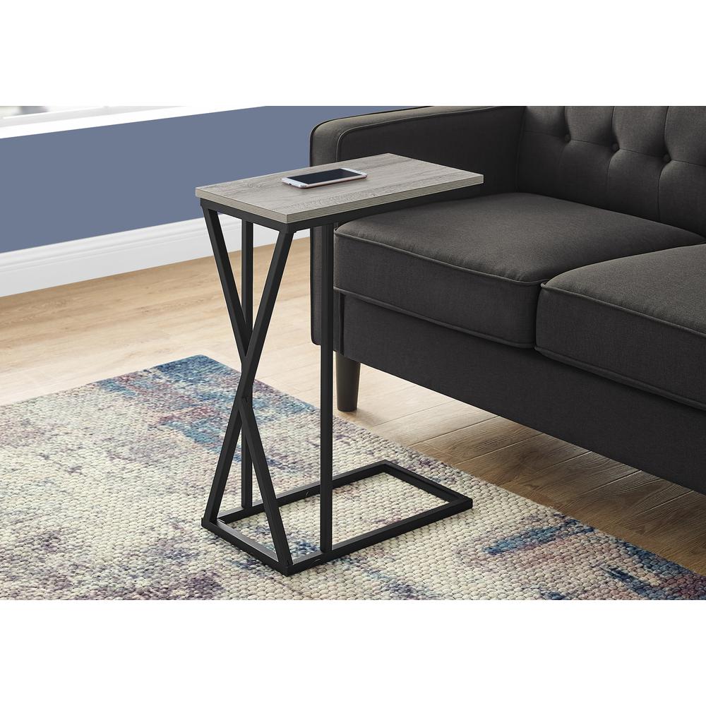 Accent Table, C-shaped, End, Side, Snack, Living Room, Bedroom, Grey Laminate. Picture 8