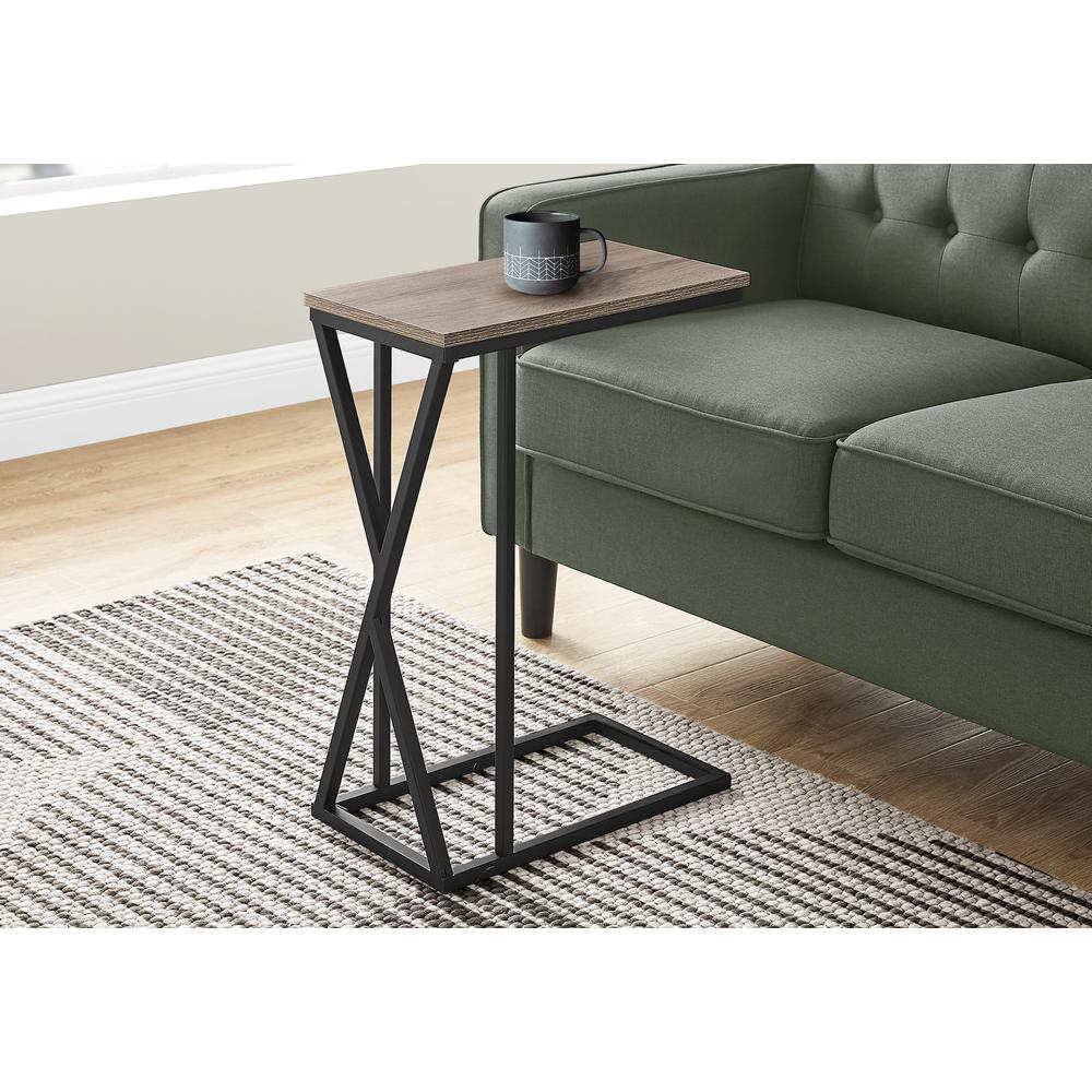 Accent Table, C-shaped, End, Side, Snack, Living Room, Bedroom, Brown Laminate. Picture 8