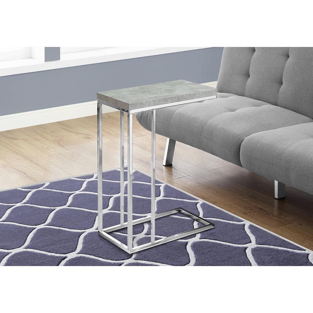 Accent Table, C-shaped, End, Side, Snack, Living Room, Bedroom, Grey Laminate. Picture 2