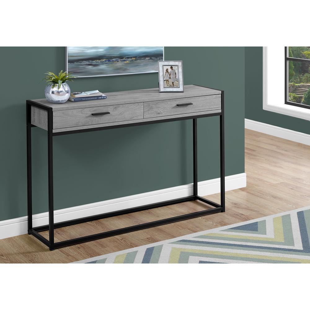 Accent Table - 48"L / Grey / Black Metal Hall Console. Picture 2